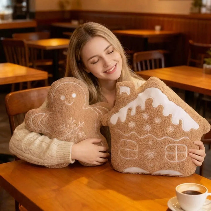 Gingerbread Christmas Plush Pillow, 36 cm Cookie-Shaped Decor | Cookie-Inspired Holiday Cheer | Holiday Decor