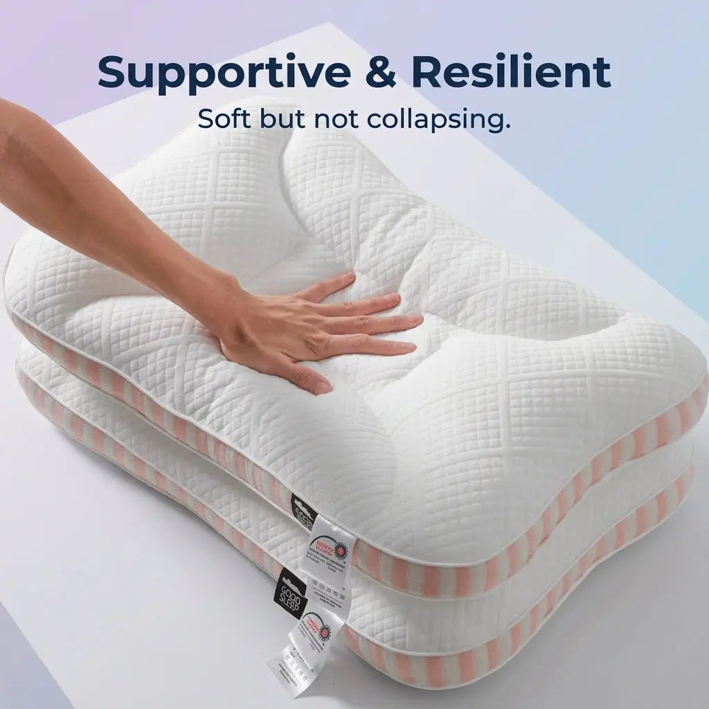 Medium Support Polyester Fiber Pillow with Quilted Cover for Bedroom | Medium Quilted Pillow, Three Heights | Bed Pillows