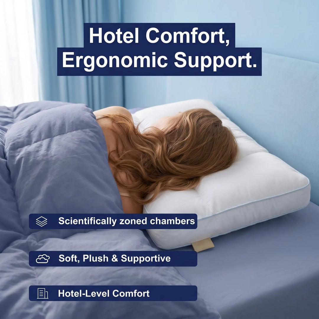 Adapt Support Pillow with 5-Zone Ergonomic Design for Side and Back Sleepers | 5-Zone Adaptable Support Pillow | Bed Pillows