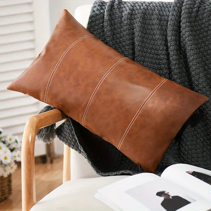 Refined Faux Leather Pillow Cover with Matte Finish | Solid Matte Color, Hidden Zip | Cushion Covers