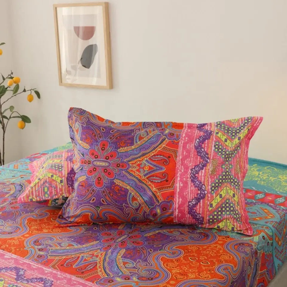 Boho Printed Deep Pocket Fitted Sheet in Soft Polyester | Boho Style for a Warmer Bedroom | Fitted Sheets