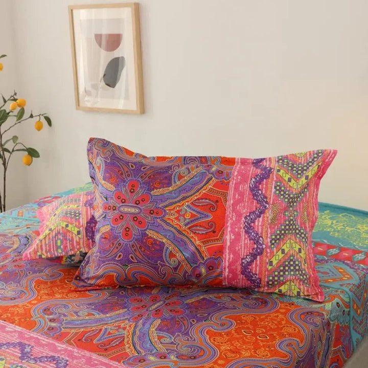 Boho Printed Deep Pocket Fitted Sheet in Soft Polyester | Boho Style for a Warmer Bedroom | Fitted Sheets