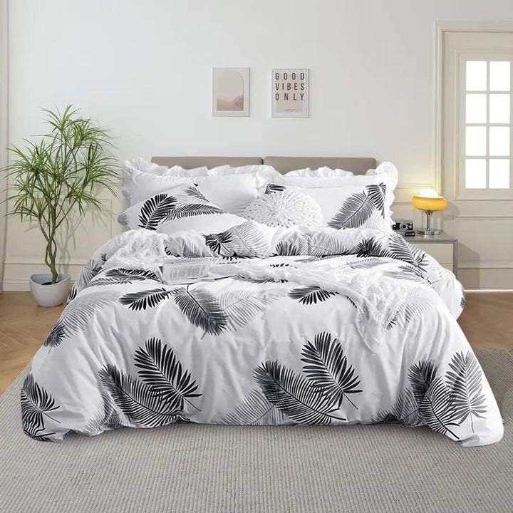 Reversible 600 Thread Count Botanical Cotton Duvet Cover Set | 600 Thread Count Floral Bedding | Bedding Sets
