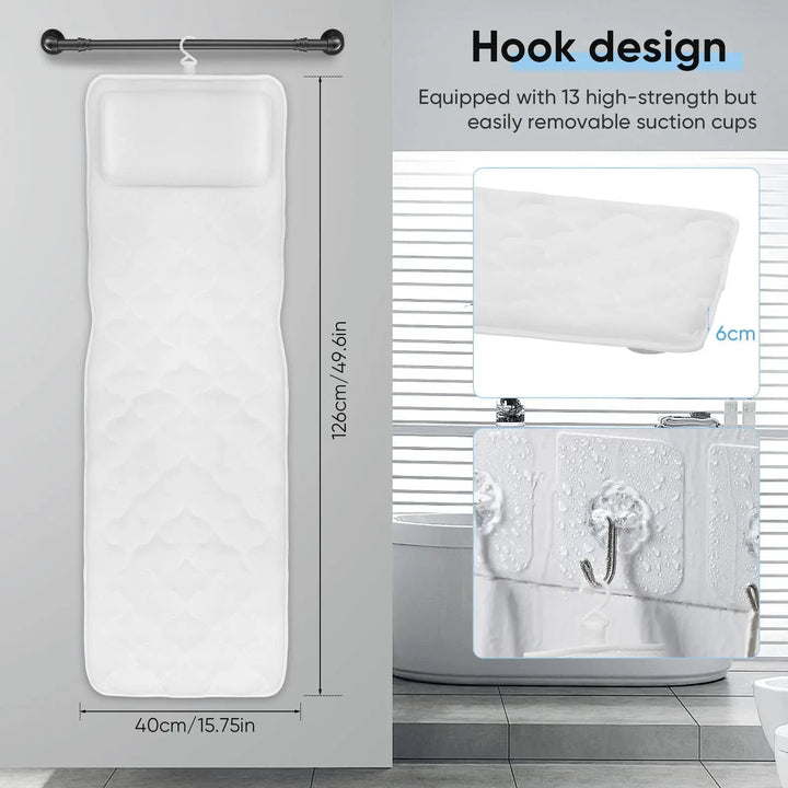 Full Body Bath Pillow, 127x43x10cm, Breathable Non-Slip Mat Cushion | Full-Length Cushion for the Tub | Bath Pillows