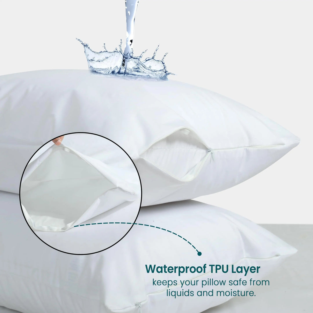 Cooling Nylon Pillowcase Set with Jacquard Weave and Zipper, 2 Pieces | Cool Pillow Surface for Summer | Pillowcases