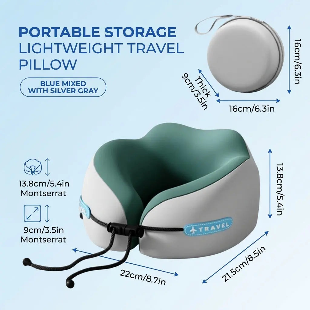 Portable U-Shaped Memory Foam Travel Pillow with Foldable Design | Foldable Neck Support Travel Pillow | Travel Pillows