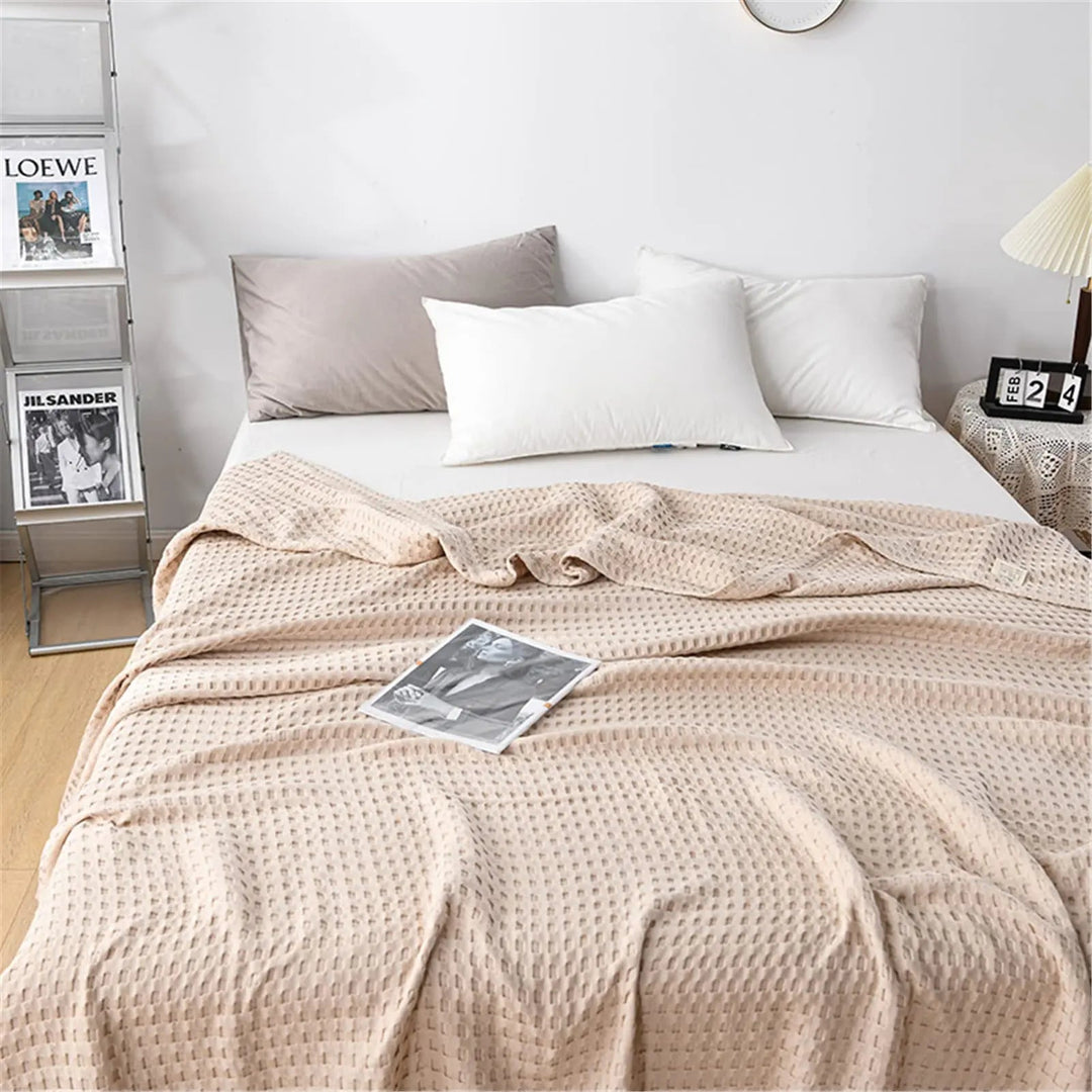 Cotton Waffle Weave Summer Blanket in Double, Queen and King | Breathable Comfort for Warm Nights | Throw Blankets