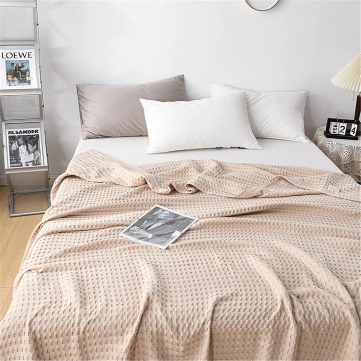 Cotton Waffle Weave Summer Blanket in Double, Queen and King | Breathable Comfort for Warm Nights | Throw Blankets