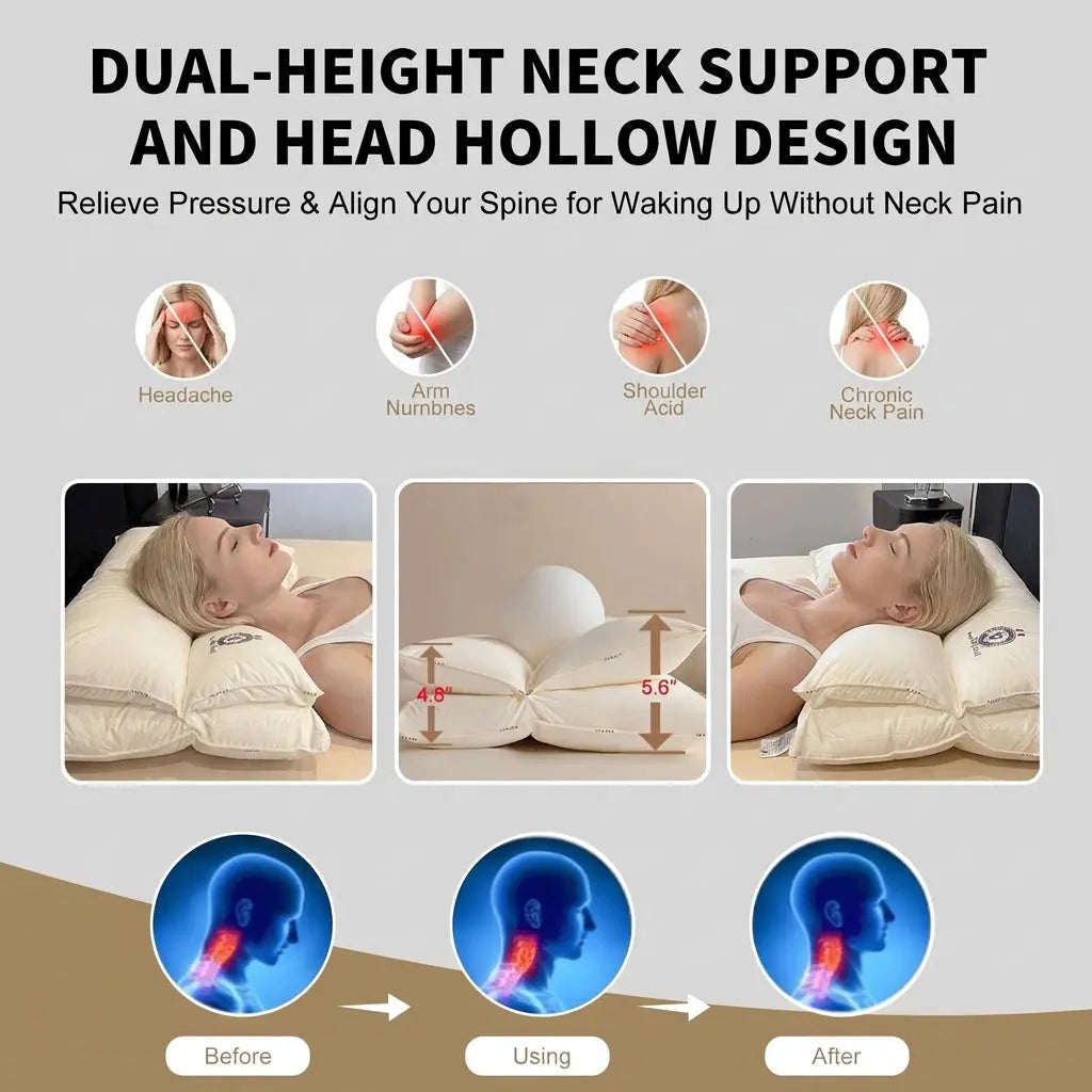 Adjustable Zoned Contour Pillow with Cotton Cover for Home Sleep | Adjustable Zoned Contour Pillow | Bed Pillows