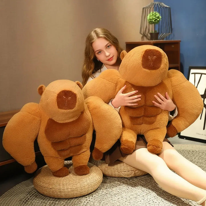 Muscle Capybara Plush Toy, Soft Huggable Stuffed Animal Pillow | Huggable Capybara with Muscles | Plush Pillows