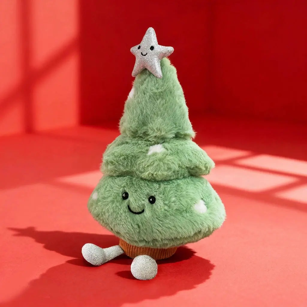 Pine Tree Plush Doll with Cartoon Design for Christmas Home Decor | Cartoon Pine Tree Holiday Plush | Decorative Pillows