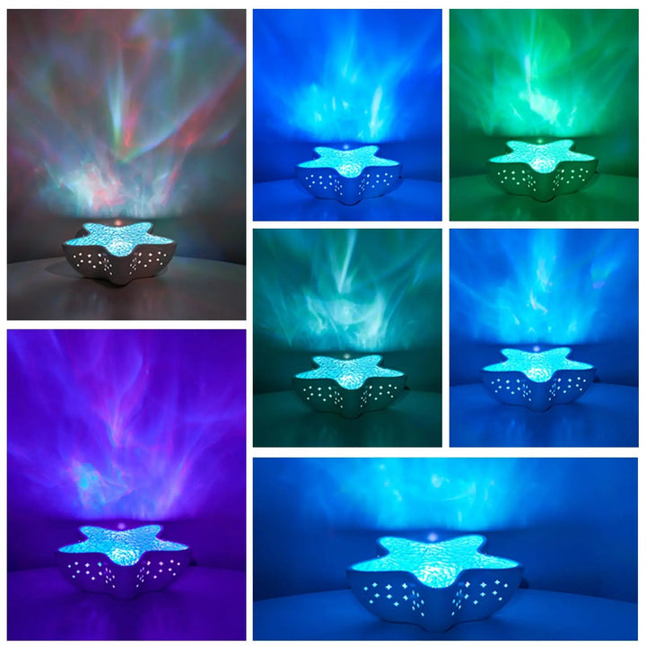 Ocean Wave Projector Night Light, Starfish-Shaped and Rechargeable | Calming Waves on Your Ceiling | Night Lights