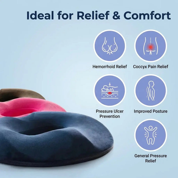 Memory Foam Donut Seat Cushion for Office and Home | Comfortable Seat Relief | Seat Cushions