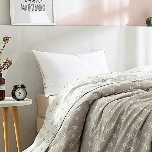 Japanese Style Reversible Cotton Muslin Blanket for Summer | Light, Breathable Summer Layer | Throw Blankets