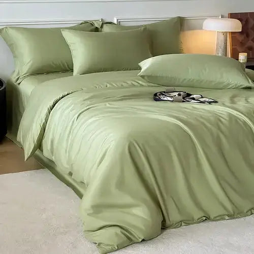 Summer Silky Bamboo Fiber Duvet Cover Set, 4 Pieces with Zipper | Silky Summer Bamboo Bedding | Duvet Cover Sets