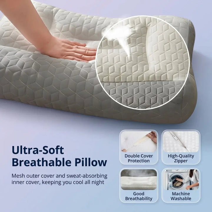 Dual Firmness Cervical Contour Pillow in Three Heights | Choose Your Height and Feel | Bed Pillows
