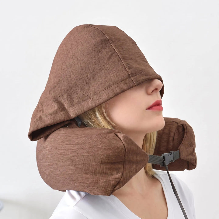 Hooded Memory Foam Travel Pillow with Removable Washable Cover | Hooded Memory Foam Travel Pillow | Travel Pillows