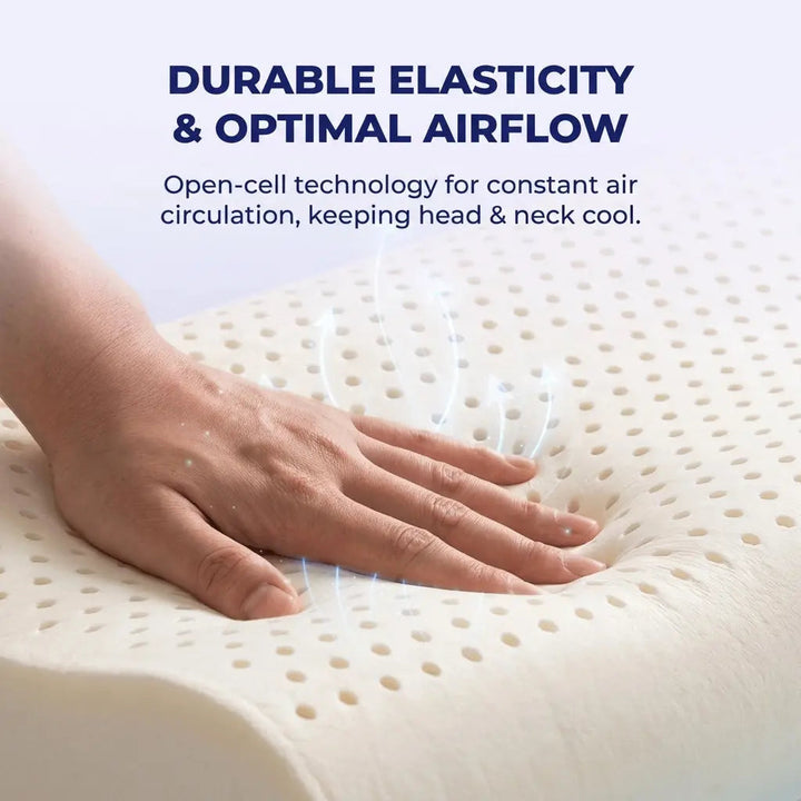 Natural Latex Contour Pillow with Ventilation Holes and Wave Shape | Two Heights in One Pillow | Bed Pillows