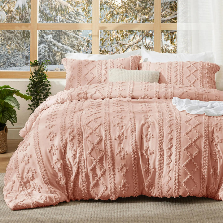Tufted Boho Comforter Set with Embroidered Texture, 3 Pieces | Tufted Boho Comforter Set | Bedding Sets