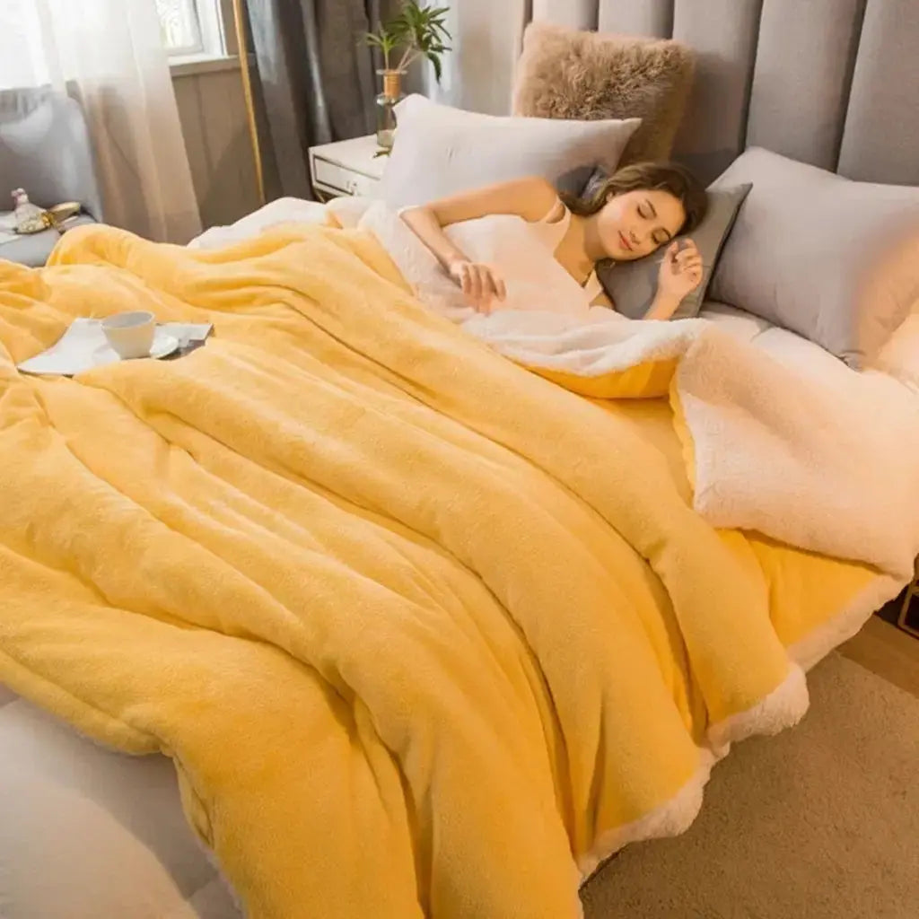 Double-Sided Sherpa Quilt Cover Throw Blanket for Winter | Plush Sherpa Warmth, Two Sides | Throw Blankets