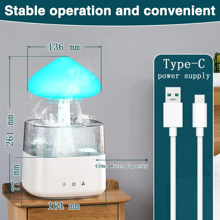 Rain Cloud Humidifier with Mood Light and Remote Control | Calming Rain Mist Ambience | Humidifiers