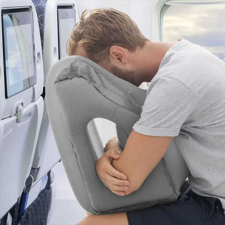 Inflatable Travel Pillow with Adjustable Air Support for Planes and Trains | Pump-Up Chin and Neck Rest | Travel Pillows