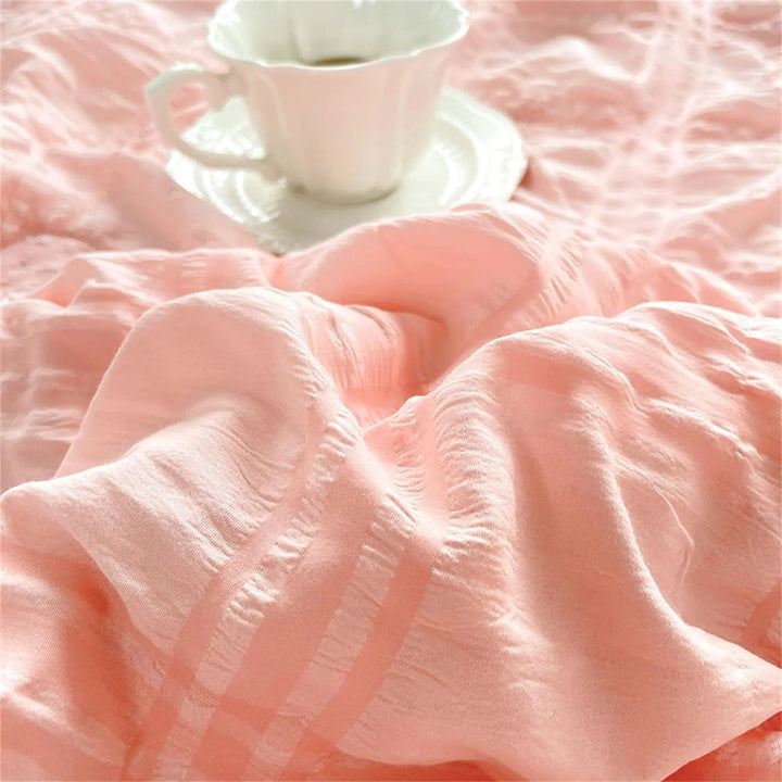 Breathable Seersucker Quilt for Warm Nights in Pastel Colors | Cool Textured Summer Quilt | Quilts