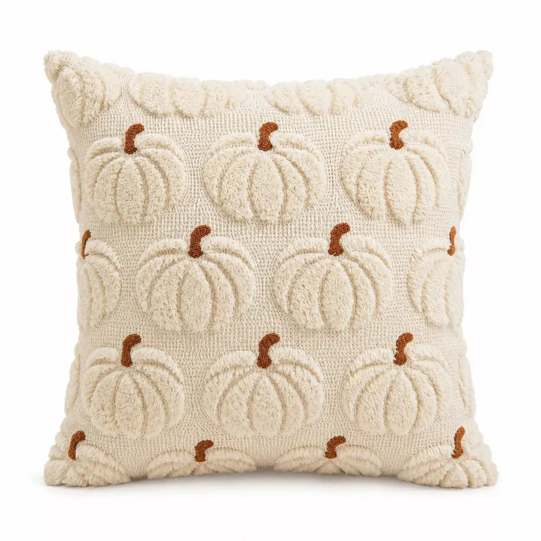 Embroidered Pumpkin Cushion Covers in Soft Faux Fur | Cozy Fall Decor Made Easy | Cushion Covers