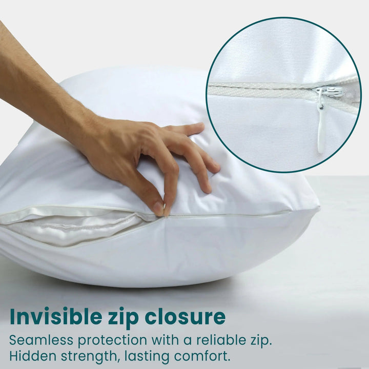 Cooling Nylon Pillowcase Set with Jacquard Weave and Zipper, 2 Pieces | Cool Pillow Surface for Summer | Pillowcases