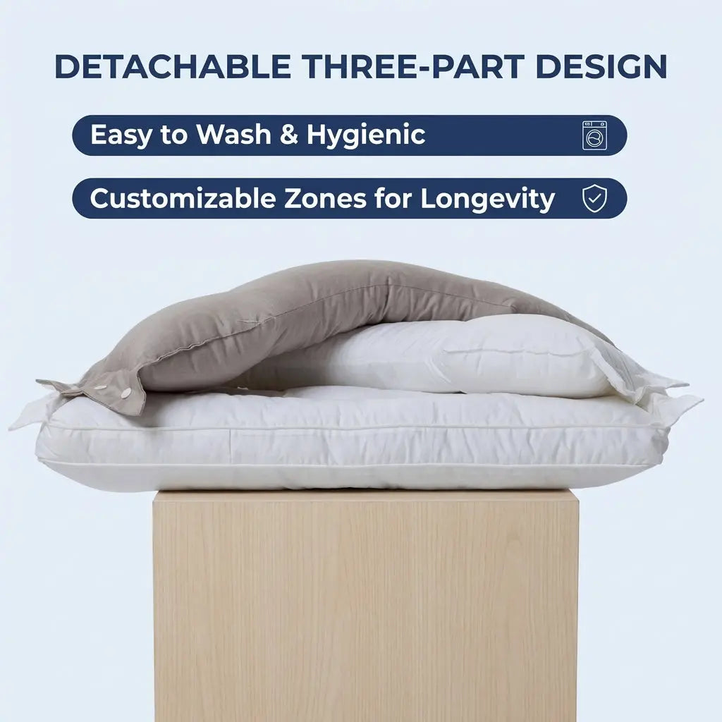 Dual-Sided Adjustable Cotton Pillow with Zoned Quilting | Two-Sided Adjustable Cotton Pillow | Bed Pillows