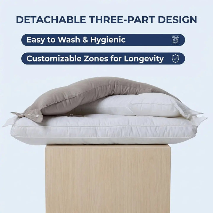 Dual-Sided Adjustable Cotton Pillow with Zoned Quilting | Two-Sided Adjustable Cotton Pillow | Bed Pillows