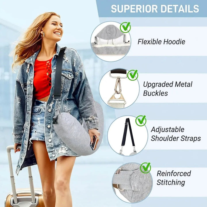 Stuffable Hooded Travel Pillow That Doubles as a Packing Pouch | Pillow and Pouch Together | Travel Pillows