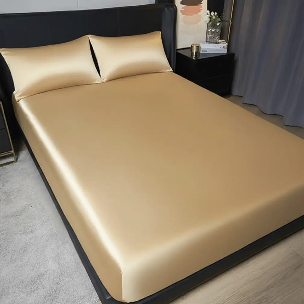 Luxury Satin Fitted Sheet Set, 3 Pieces with Deep Pocket | Smooth Satin Feel, Deep Pocket Fit | Fitted Sheet Sets