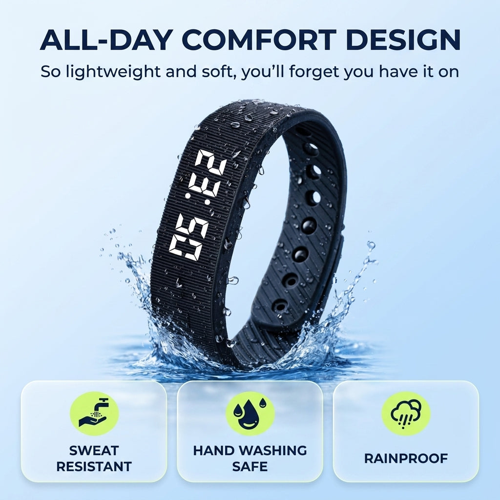Silent Vibrating Alarm Watch with LED Display, Pedometer and Waterproof Build | Silent Wake-Ups That Do Not Disturb | Alarm Watches