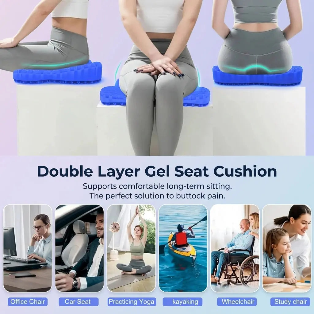 Honeycomb Gel Silicone Cooling Seat Cushion for Office and Travel | Cooler, Comfier Seating | Seat Cushions