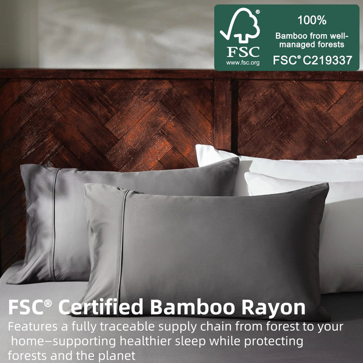 Organic Bamboo Sheet Set, Silky Soft and Cooling, Fitted and Flat Sheets | Silky Bamboo Sheets for Cool Sleep | Bed Sheet Sets