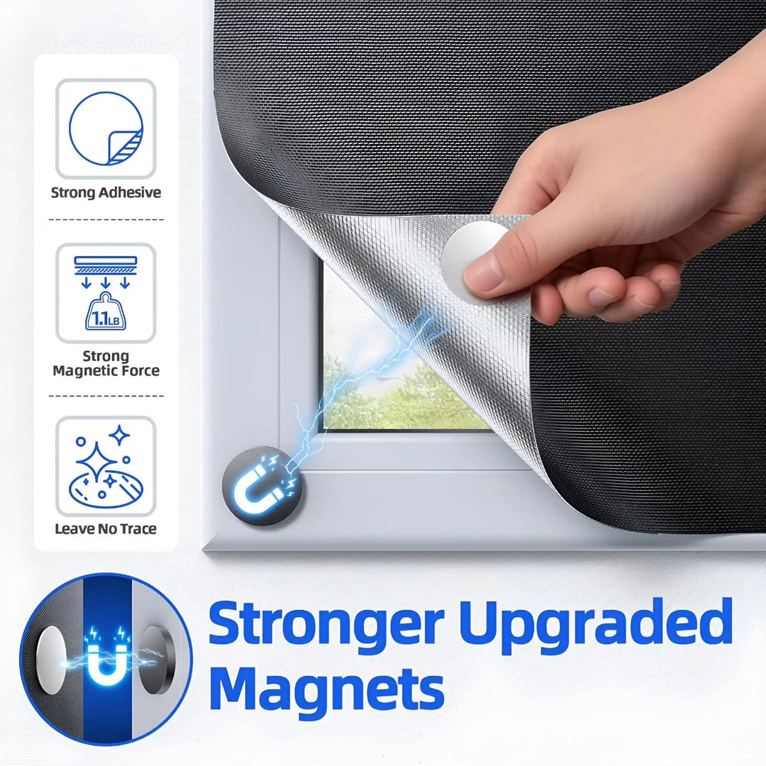 Magnetic Portable Blackout Window Shade with Suction Cups, Four Sizes | Reinforced Magnetic and Suction Shade | Blackout Curtains