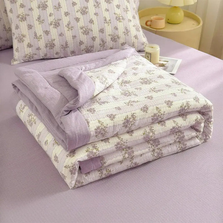 Purple Floral 3-Piece Bedding Set with Microfiber Duvet Cover and Zipper | Pretty Floral Bed Set in Soft Microfiber | Bedding Sets