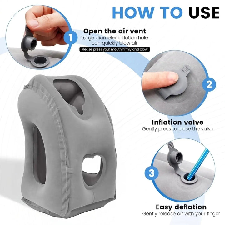 Inflatable Travel Headrest for Leaning Forward | Rest Forward on Flights and Trains | Travel Pillows