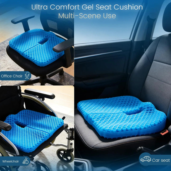 Cooling Honeycomb Gel Silicone Seat Cushion, 16 x 13in | Cooler Seating for Long Hours | Chair Cushions