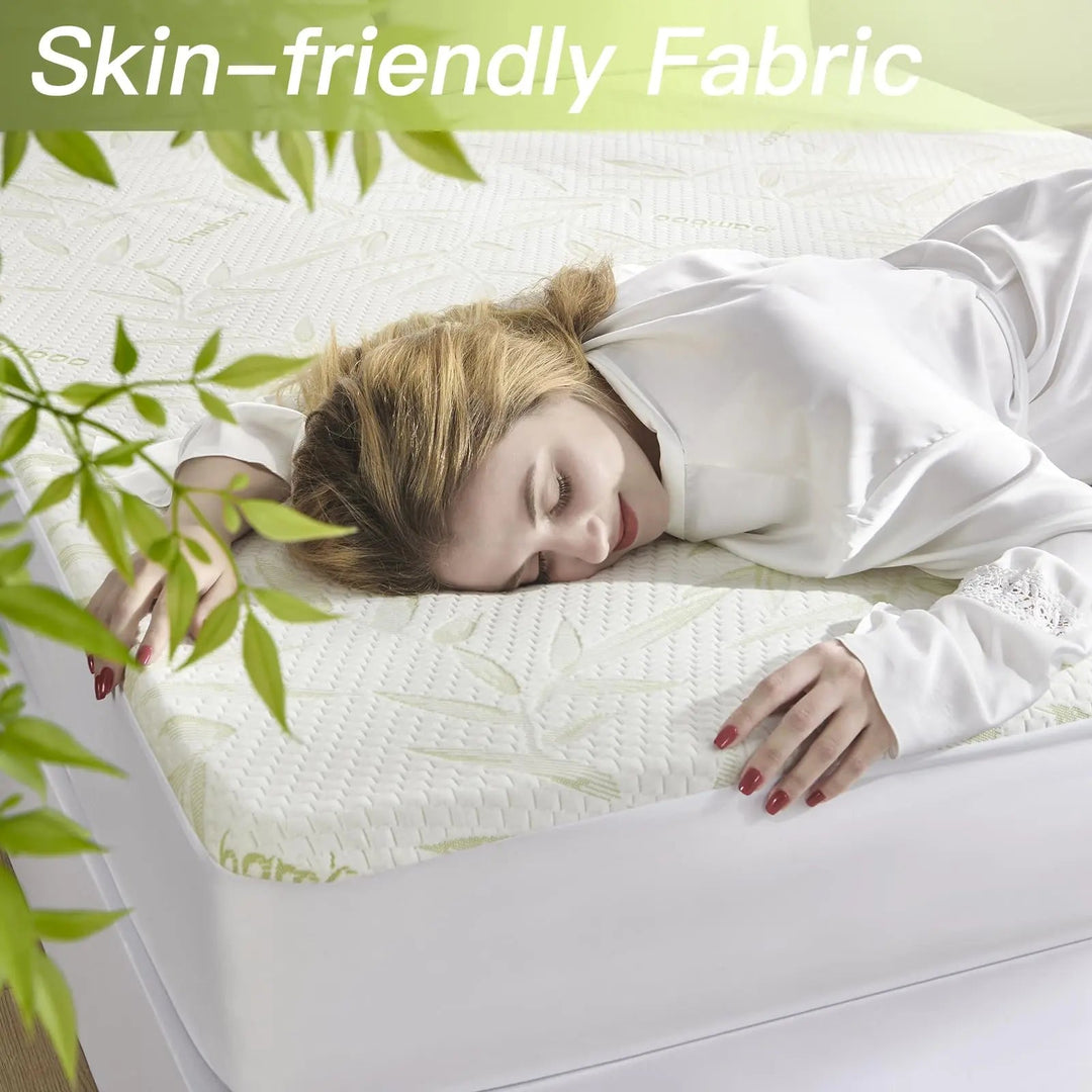 Waterproof Bamboo Rayon Fitted Sheet Mattress Protector with Deep Pocket | Cooling Waterproof Fitted Sheet | Mattress Protectors