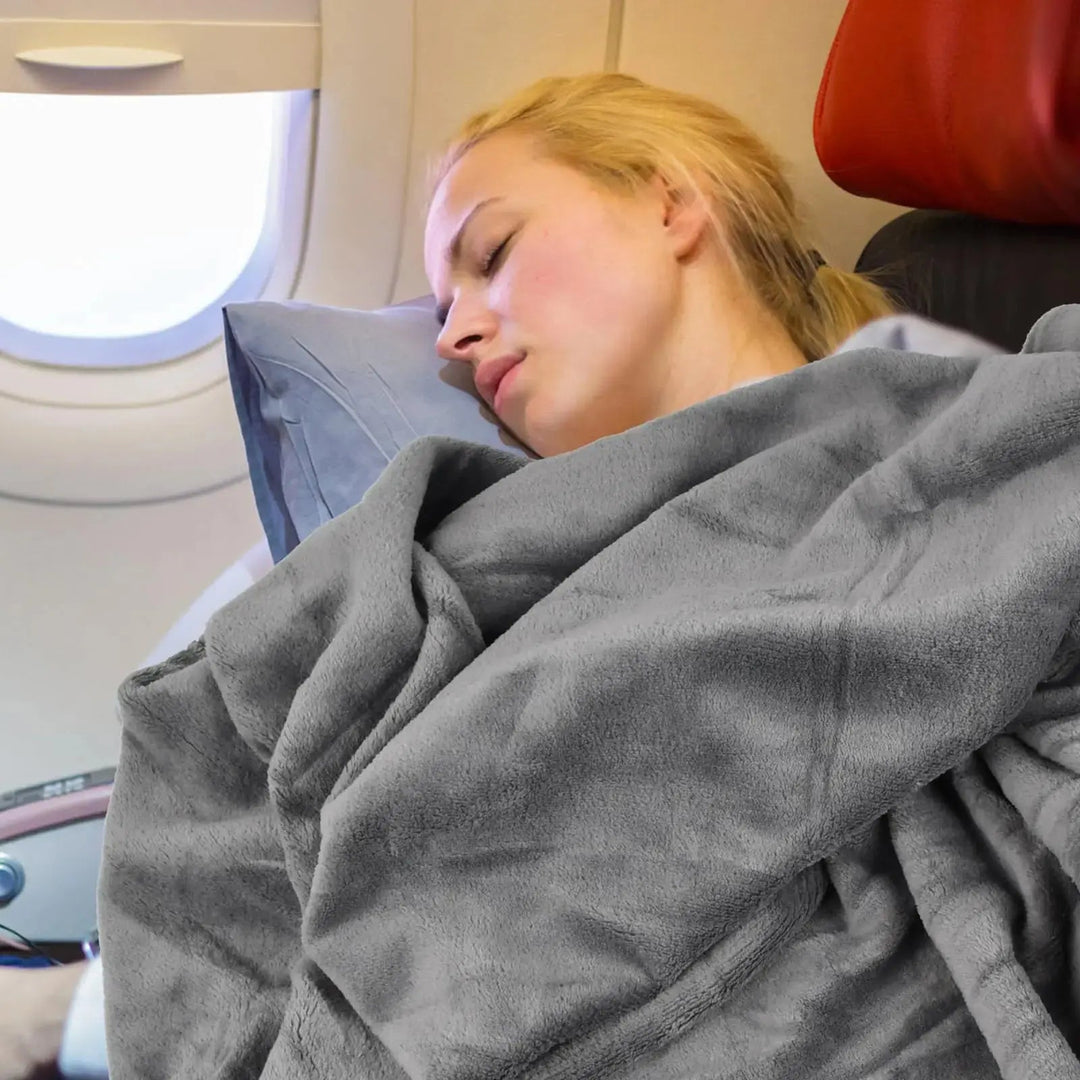 2-in-1 Coral Fleece Travel Blanket Pillow for Flights and Cars | Warmth and Cushion on the Go | Travel Pillows
