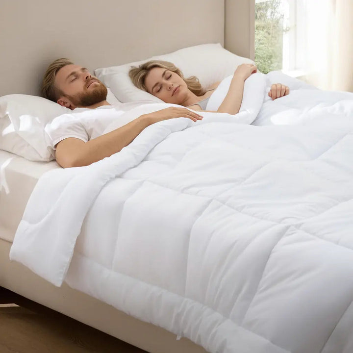 Down Alternative Comforter with Box Stitch Design and Corner Loops | Fluffy All Season Warmth | Comforters