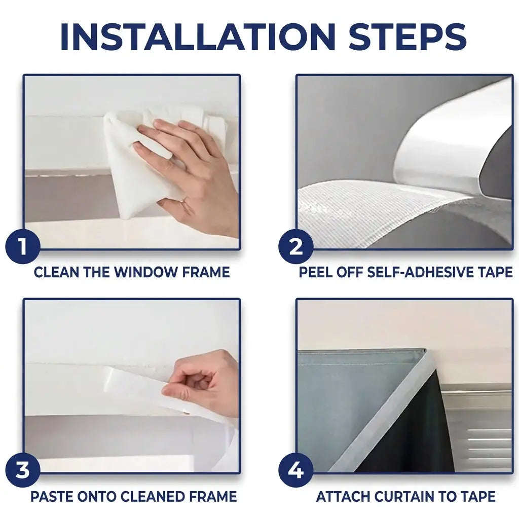 Self-Adhesive Blackout Curtain for Rentals, Dorms and Travel | Instant Darkness, No Drilling | Blackout Curtains