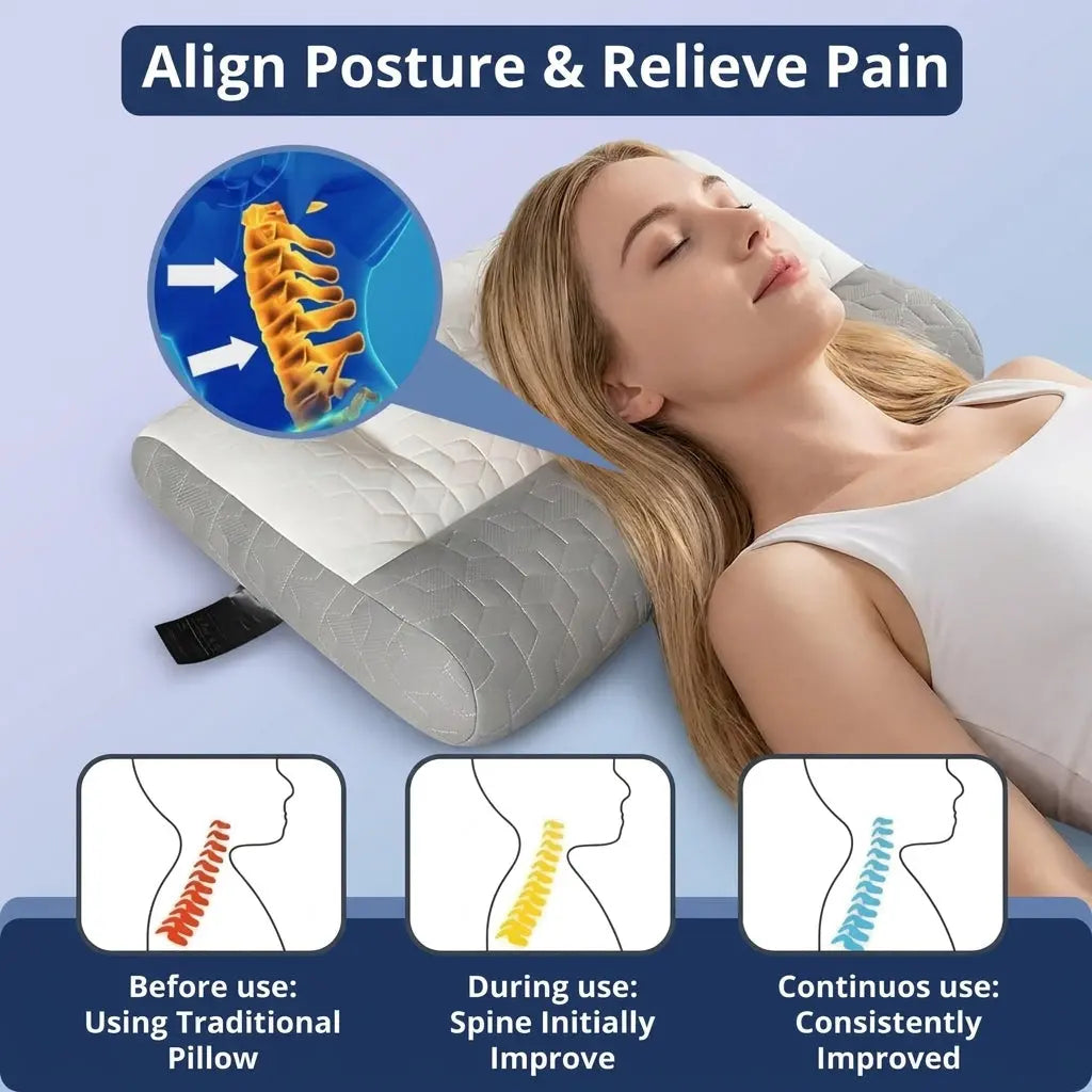 Latex Contour Pillow with Dual Firmness and Low Profile Design | Dual Firmness Low Contour Pillow | Bed Pillows
