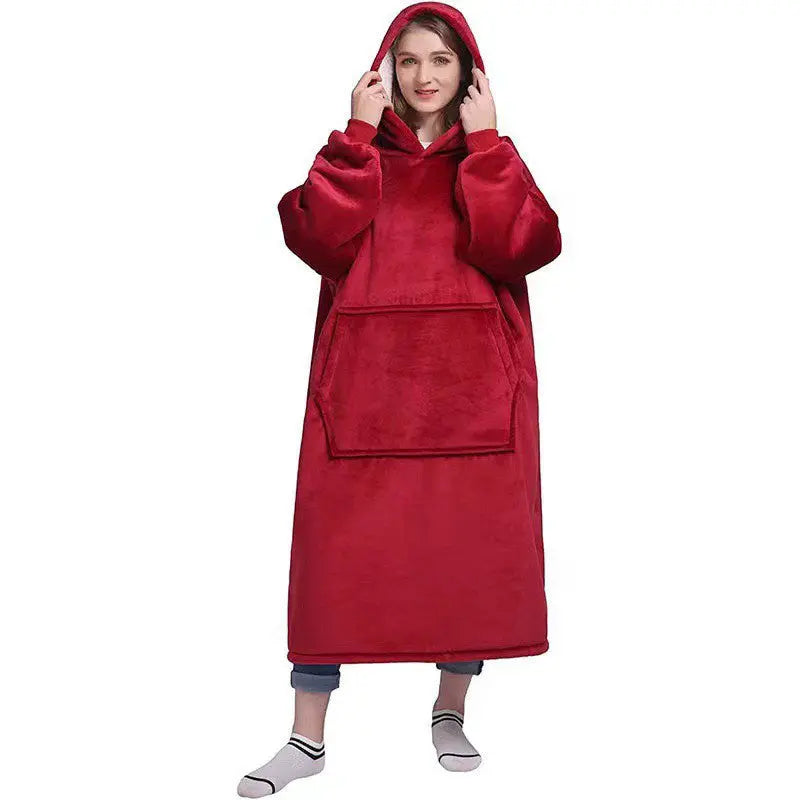 Reversible Plush Snuggle Hoodie Blanket with Kangaroo Pocket | Reversible Warmth with a Pocket | Hooded Blankets
