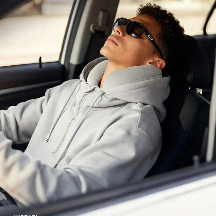 Travel Comfort Hoodie with Hidden Inflatable Neck Support | Hoodie with Hidden Neck Pillow | Travel Hoodies