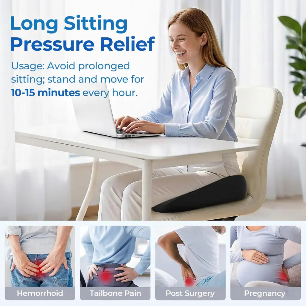 Ergonomic Donut Seat Cushion with Center Opening for Office and Car | Comfortable Sitting With a Cutout | Chair Cushions