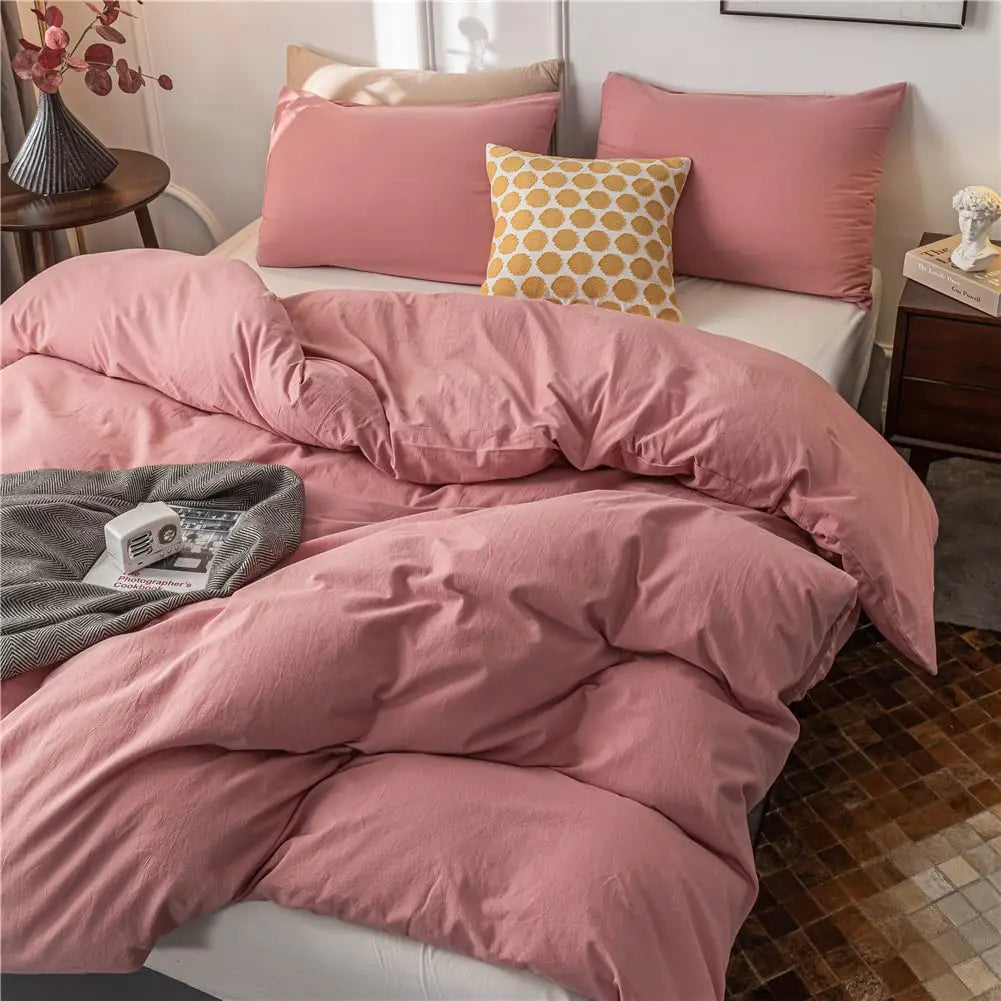 Luxury Microfiber Duvet Cover Set with Zipper and Corner Ties, 4 Pieces | Secure Duvet Cover Set | Duvet Cover Sets