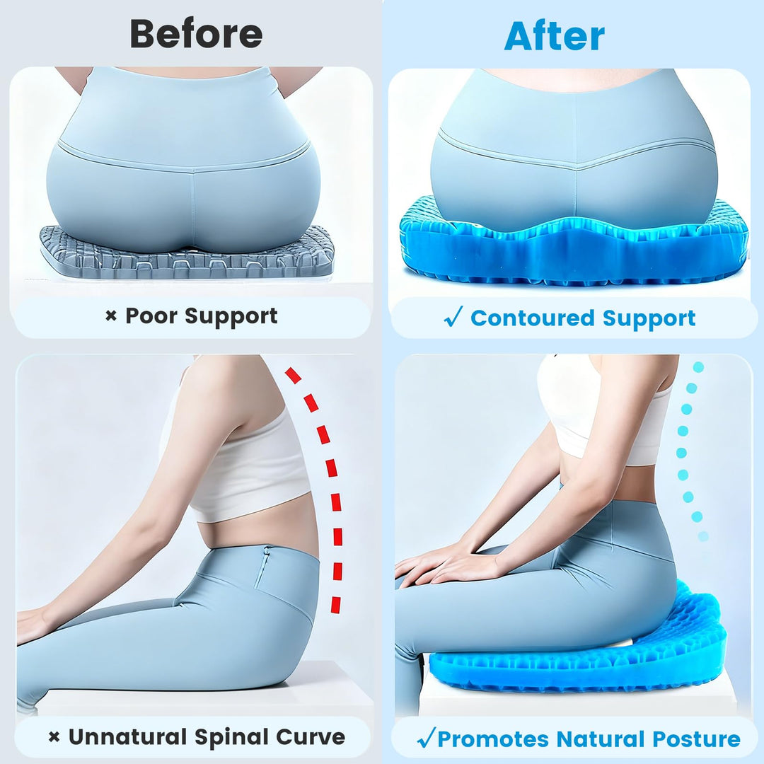 Cooling Honeycomb Gel Silicone Seat Cushion, 16 x 13in | Cooler Seating for Long Hours | Chair Cushions